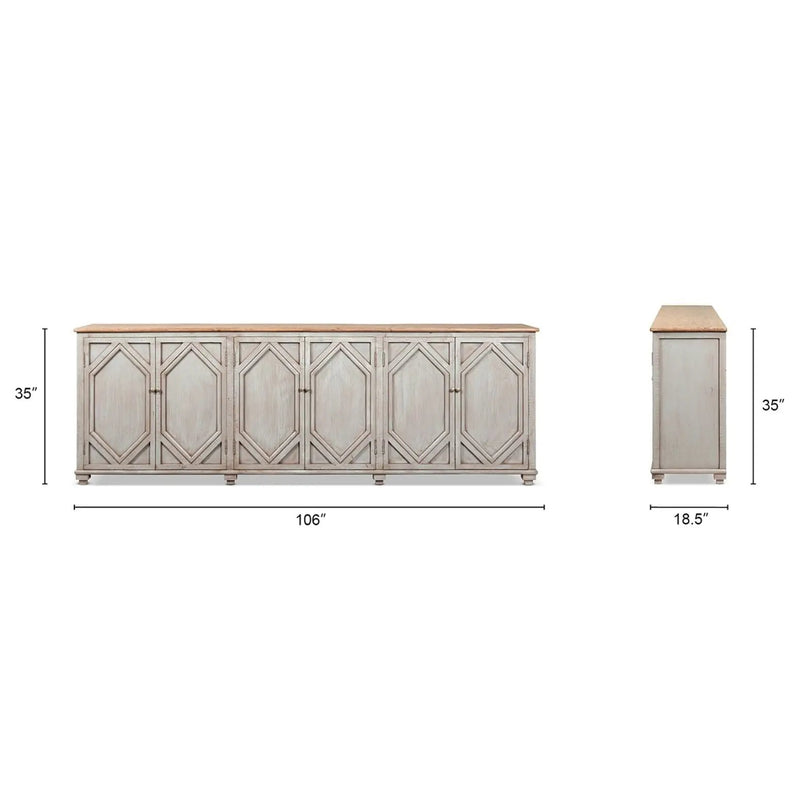 Colette - 6 Door Cabinet Sideboard - Brown by HouseOfZazla