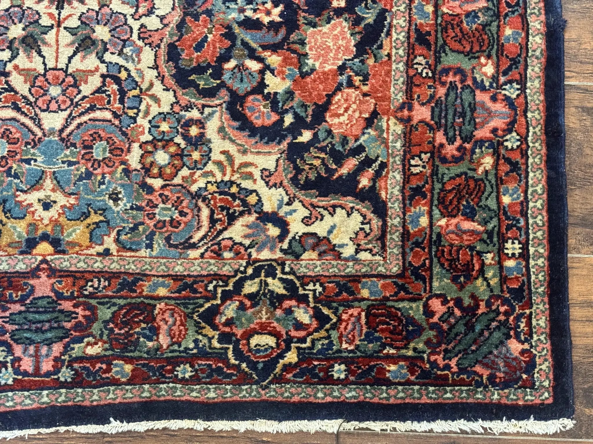 Antique Persian Rug 4x5, Navy Blue 1920s Carpet, Wool, Rare, Fine, Persian Hamadan Bidjar Carpet by Jewel Rugs