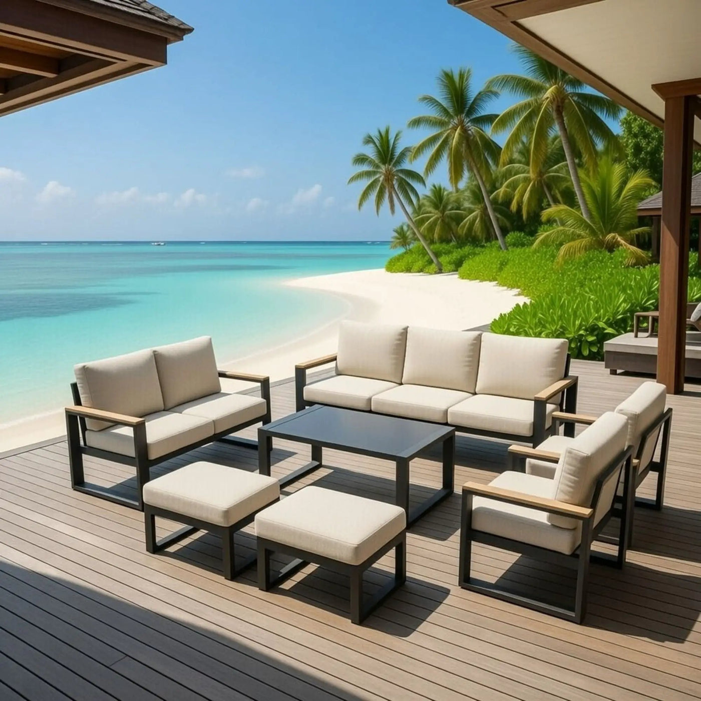 Modern Outdoor Sofa Set With Coffee Table by HouseOfZazla
