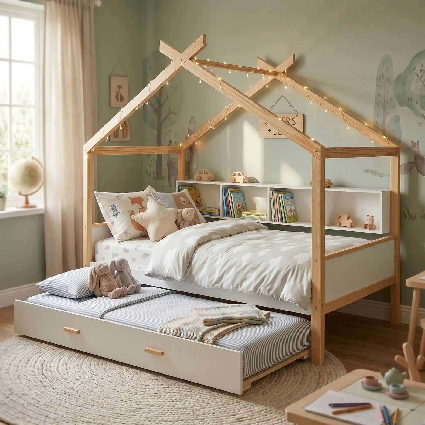 House Bed With Bookshelf Storage by HouseOfZazla