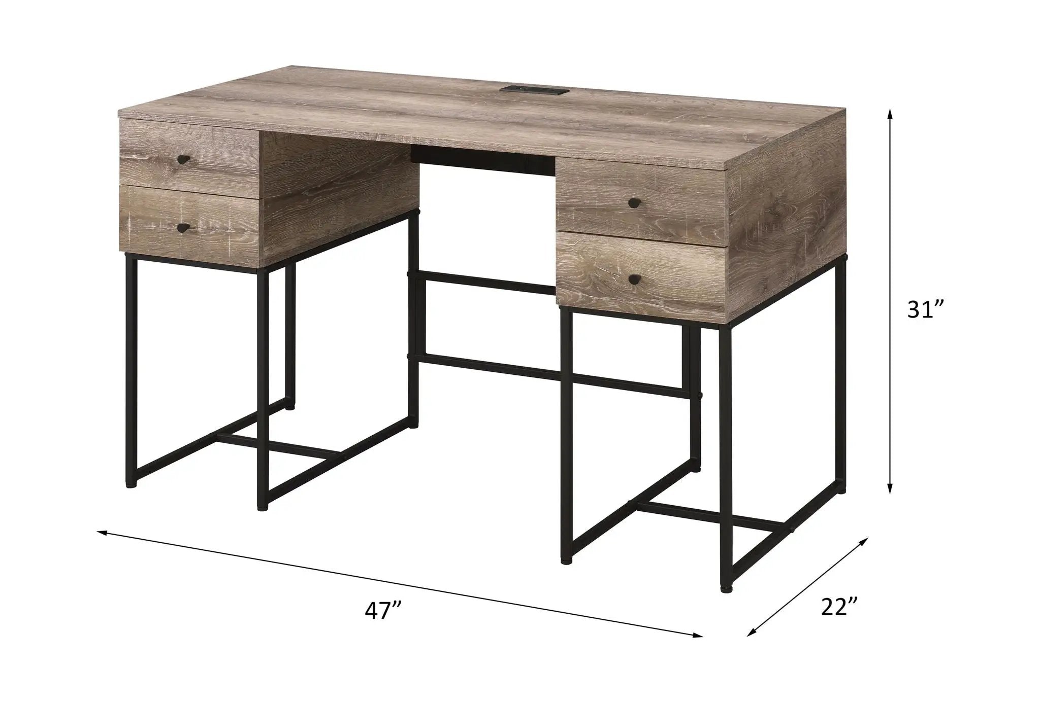 Desirre Writing Desk With USB Port - Oak by HouseOfZazla