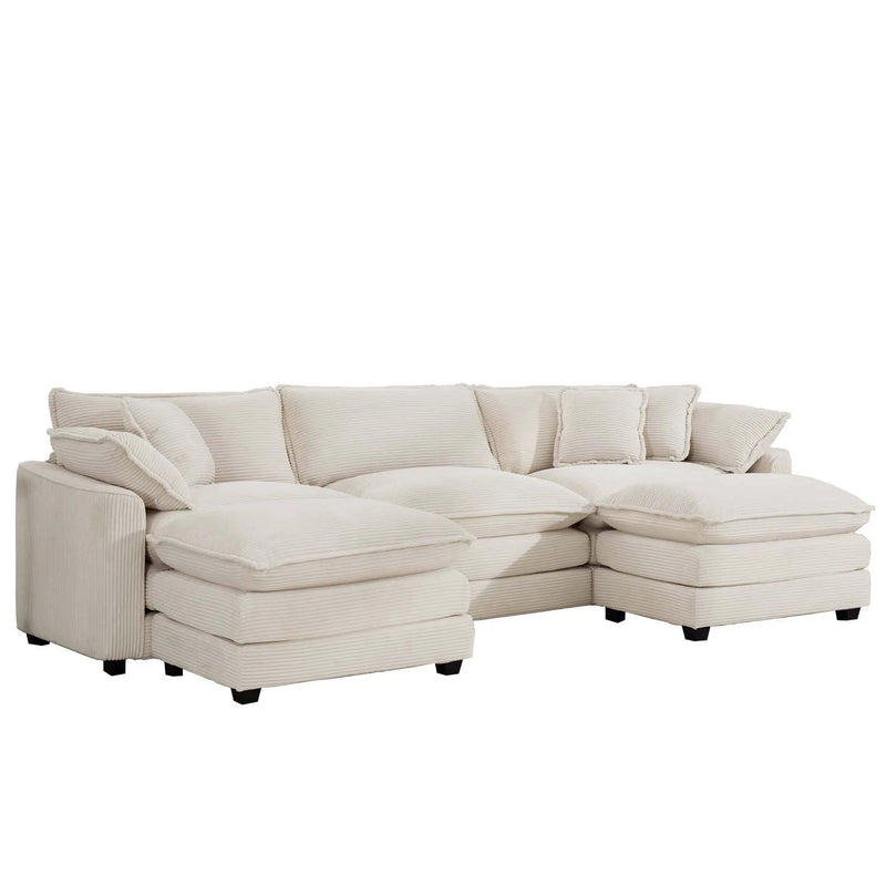 Modern Oversized Modular Cushion Sofa With Ottoman, Low Back, Deep Seating Sofa Set by Unique Piece Furniture