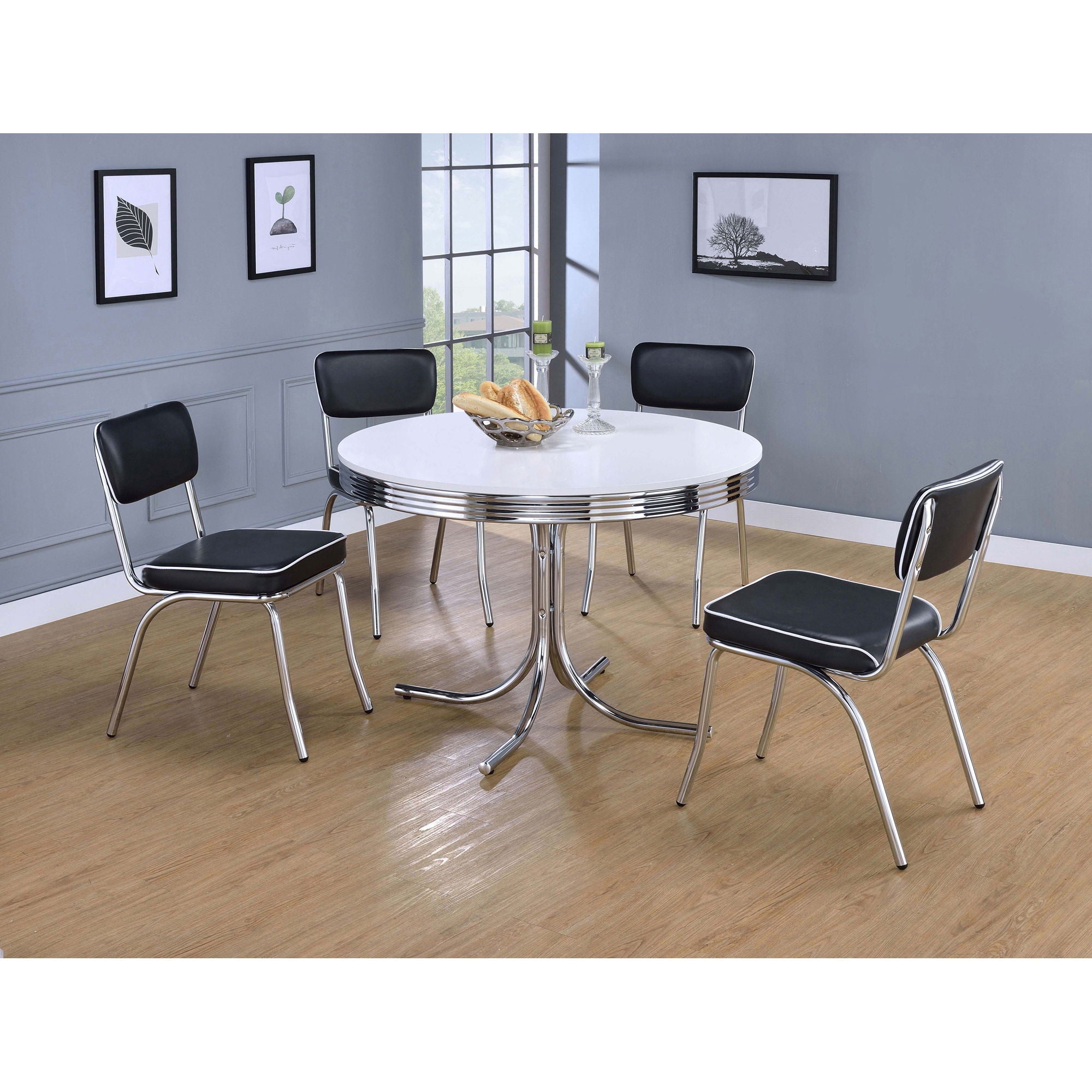 Marla - 5 Piece Dining Set With Round Table And Upholstered Chairs - White by HouseOfZazla