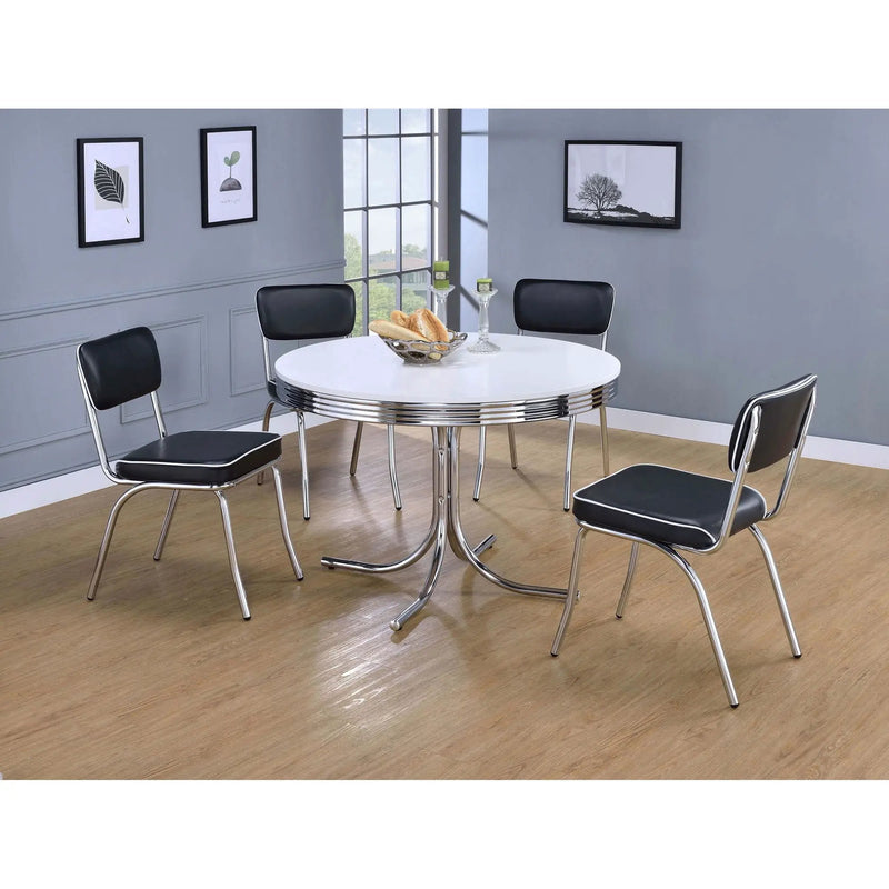 Marla - 5 Piece Dining Set With Round Table And Upholstered Chairs - White by HouseOfZazla