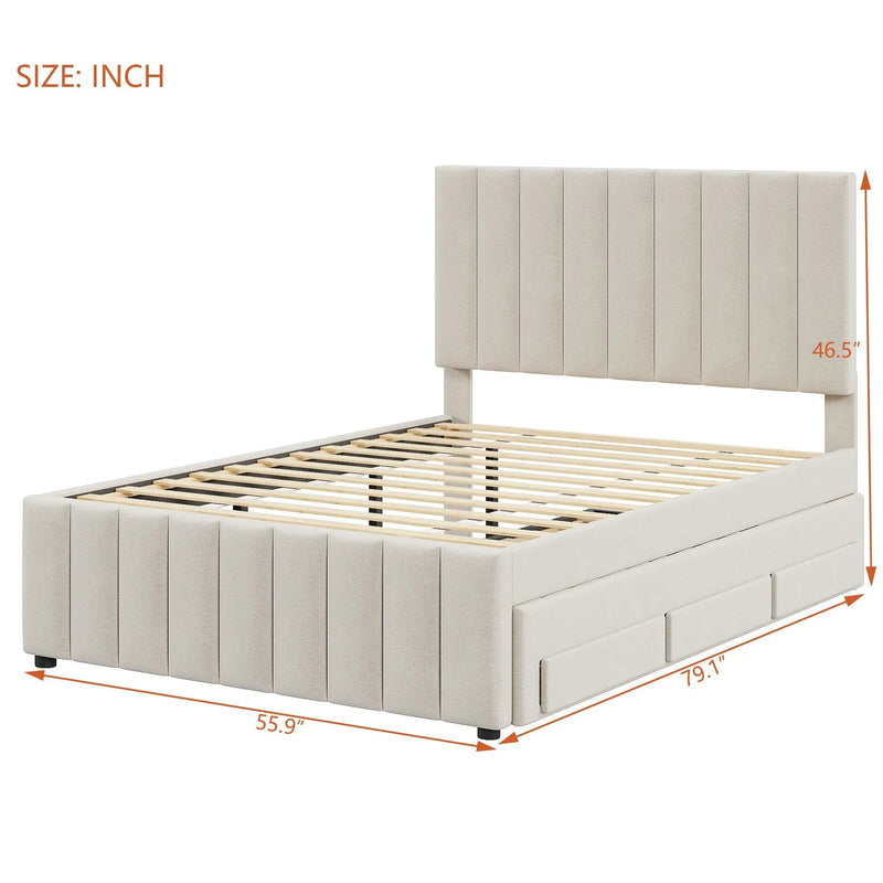 Upholstered Platform Bed With Twin Size Trundle And 3 Drawers by HouseOfZazla