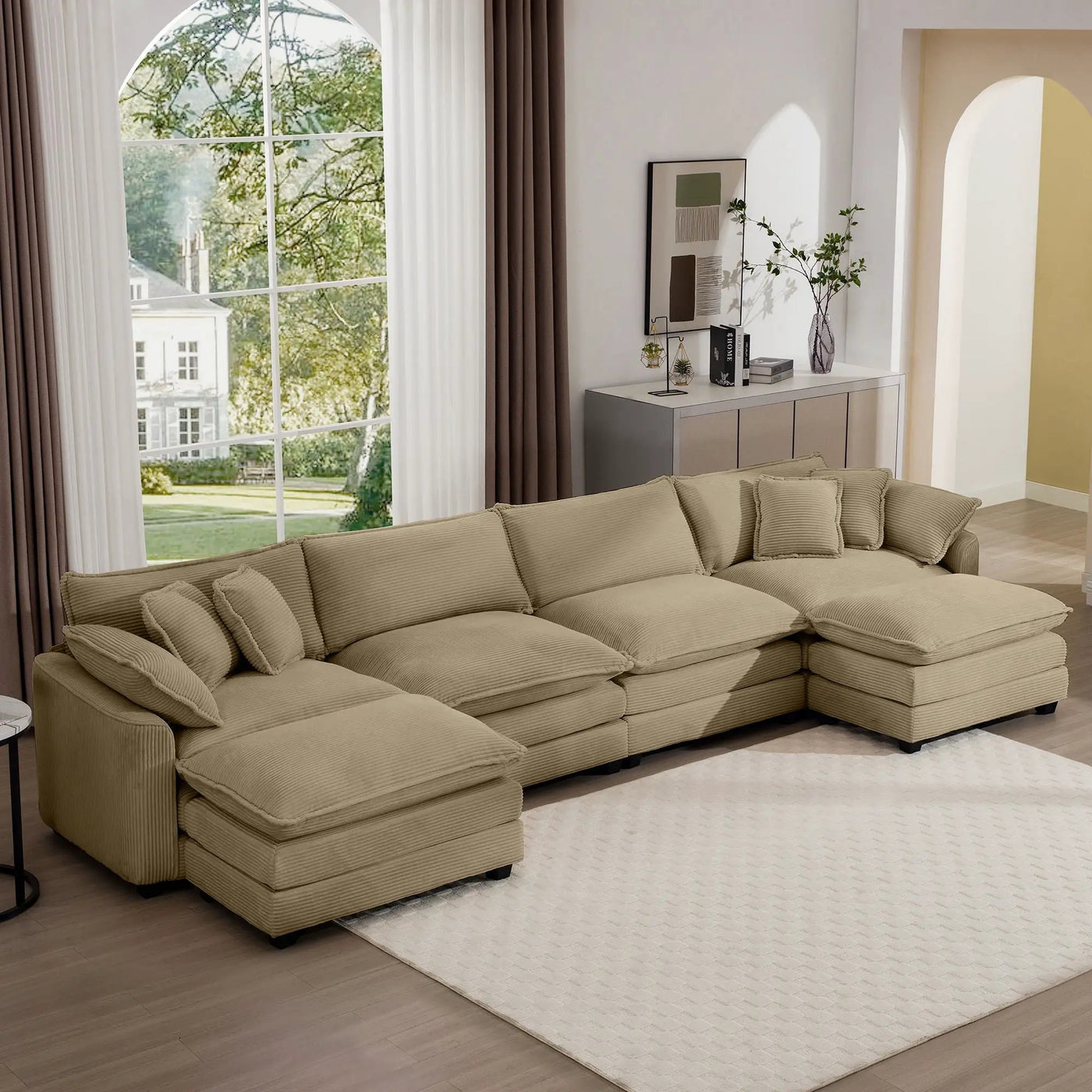 Modern Oversized Modular Cushion Sofa With Ottoman, Low Back, Deep Seating Sofa Set by HouseOfZazla