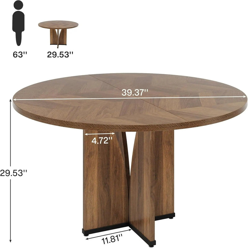 Round Compact Dining Table For 4 - Rustic Brown by HouseOfZazla