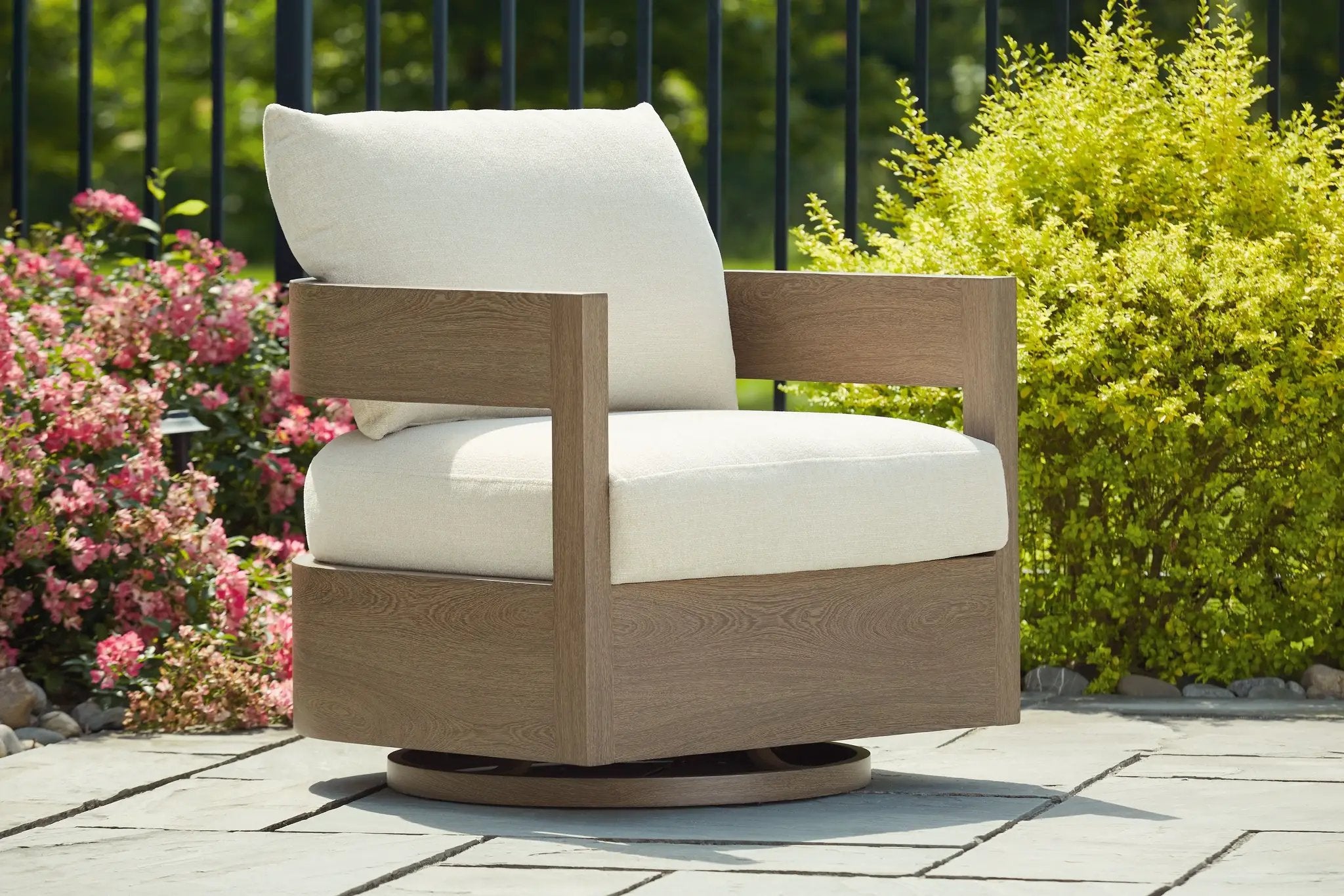 Serene Bay - Swivel Glider Chair With Cushion - Dark Brown / White by Unique Piece Furniture
