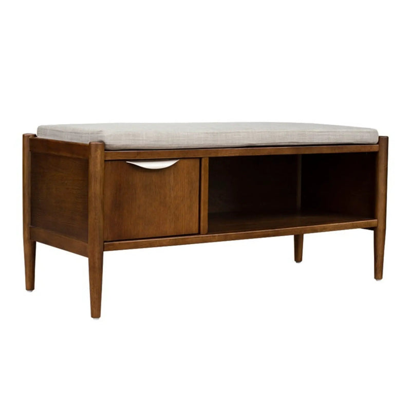 Accent Bench With Storage, Upholstered Cushion - Walnut Brown by HouseOfZazla
