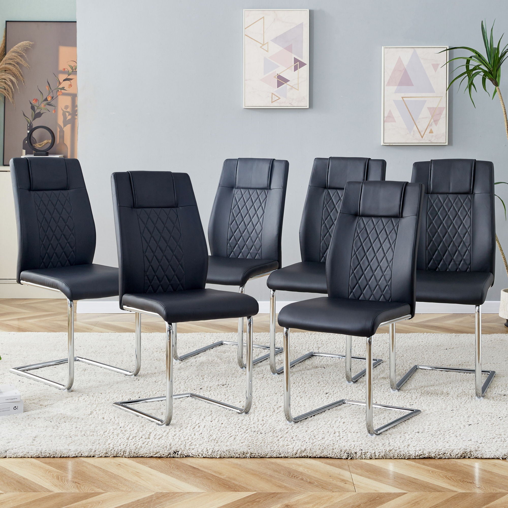 Modern Dining Chairs With Padded Seat, Metal Legs by Unique Piece Furniture