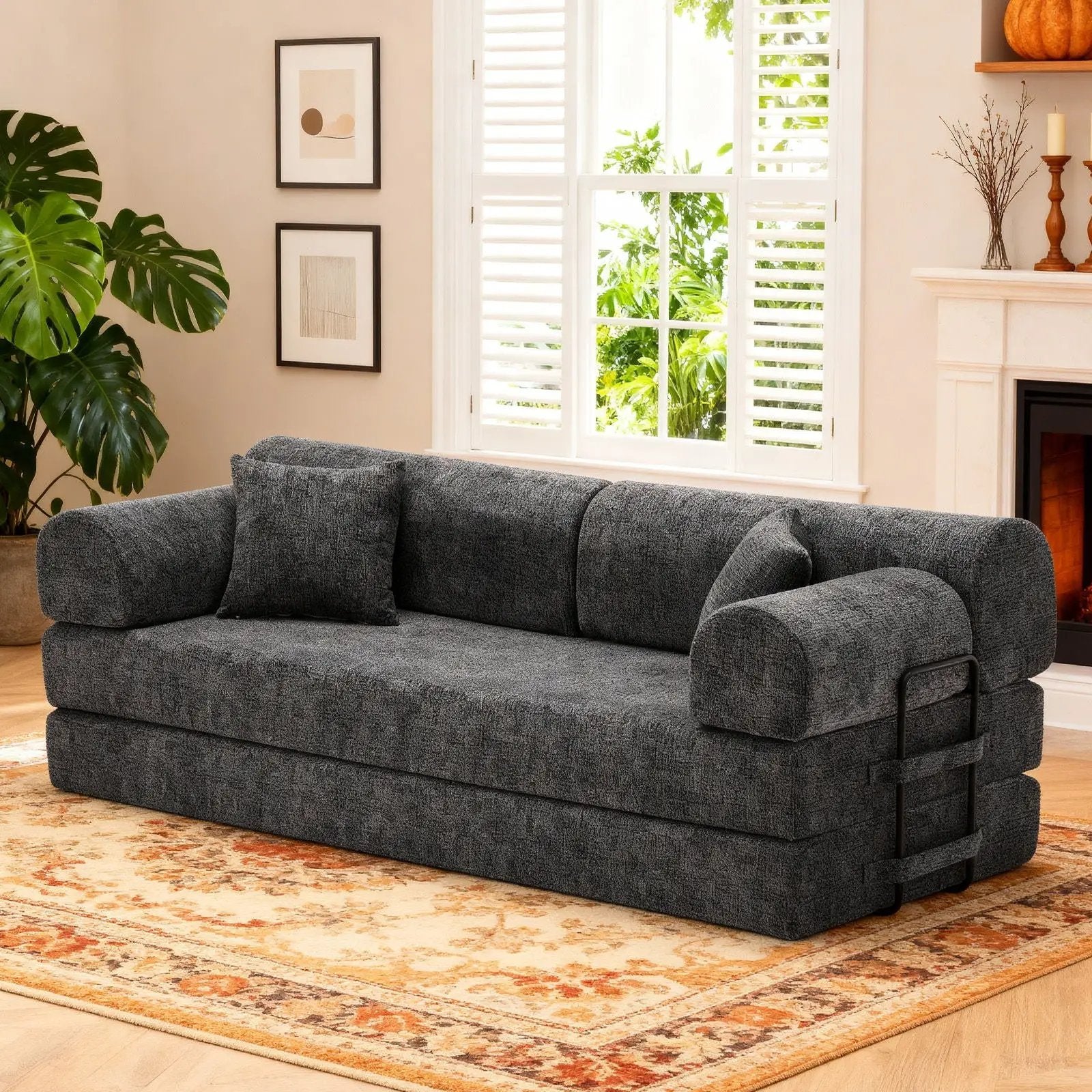 Modern 2 Tone Fabric Convertible Sleeper Sofa Bed by Unique Piece Furniture