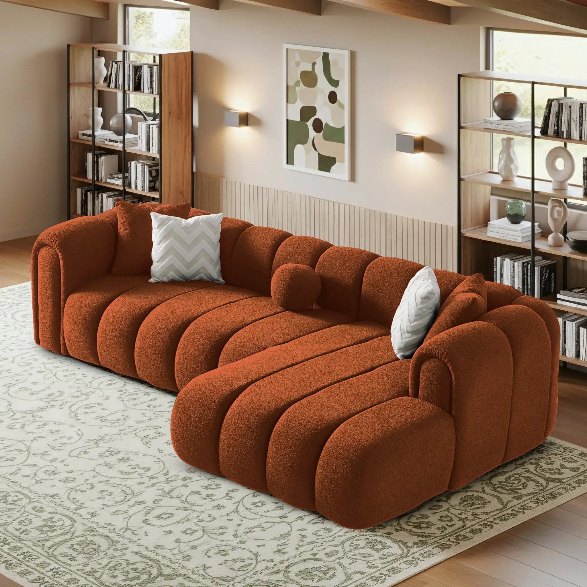 Beatrice Modern Tufted Sectional - Burnt by HouseOfZazla