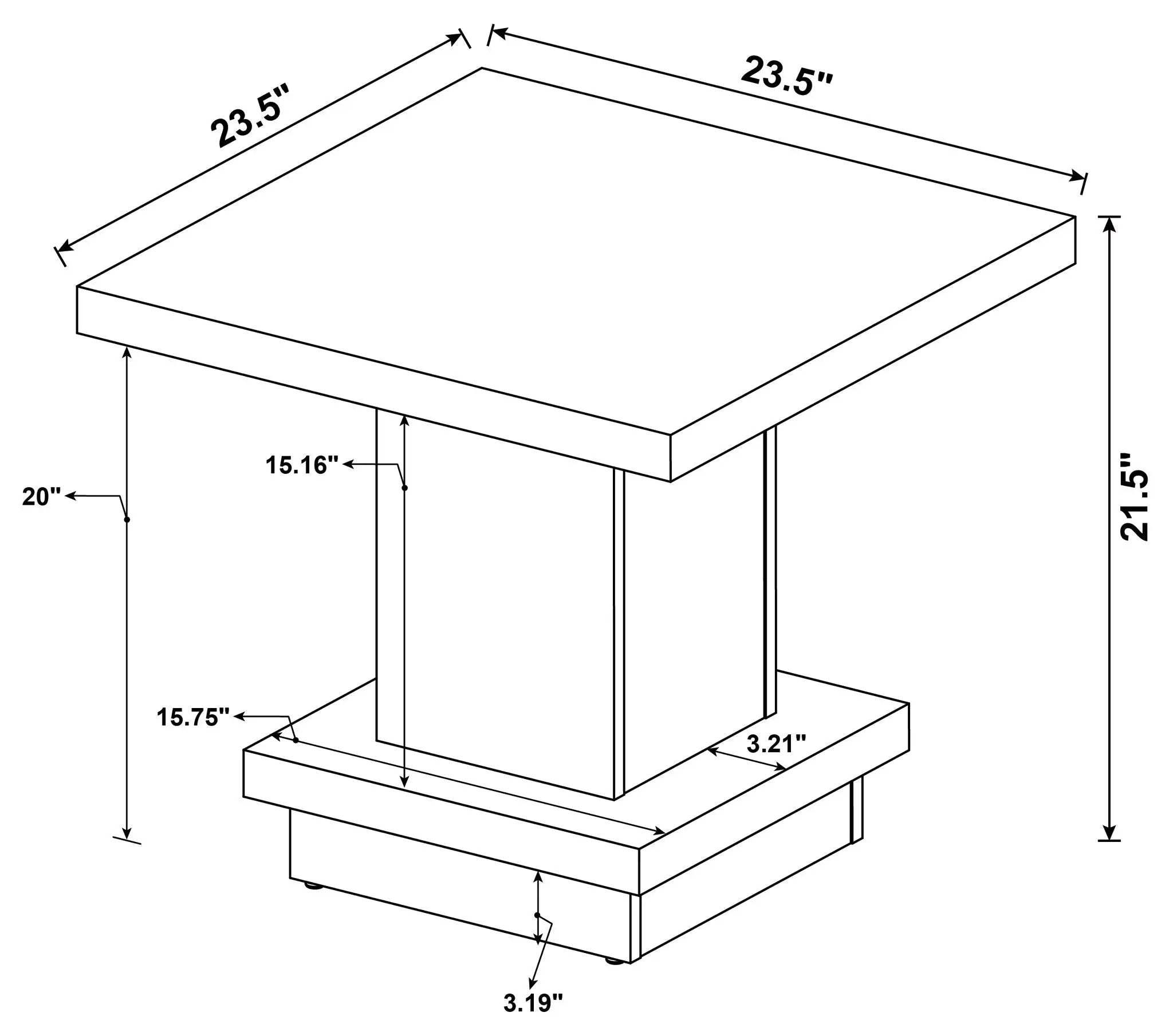 Reston Square Engineered Wood Side End Table Cappuccino by Unique Piece Furniture