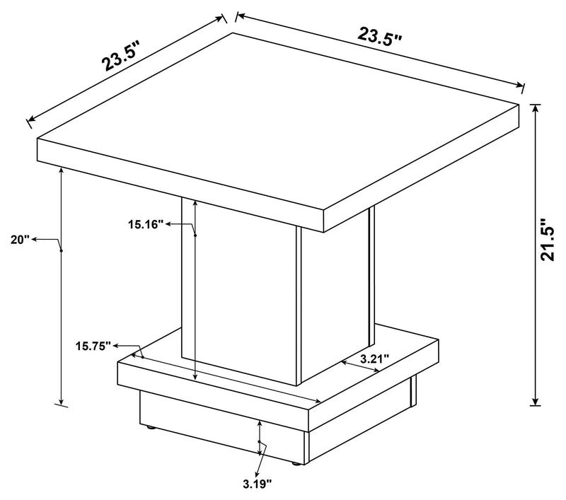 Reston Square Engineered Wood Side End Table Cappuccino by Unique Piece Furniture