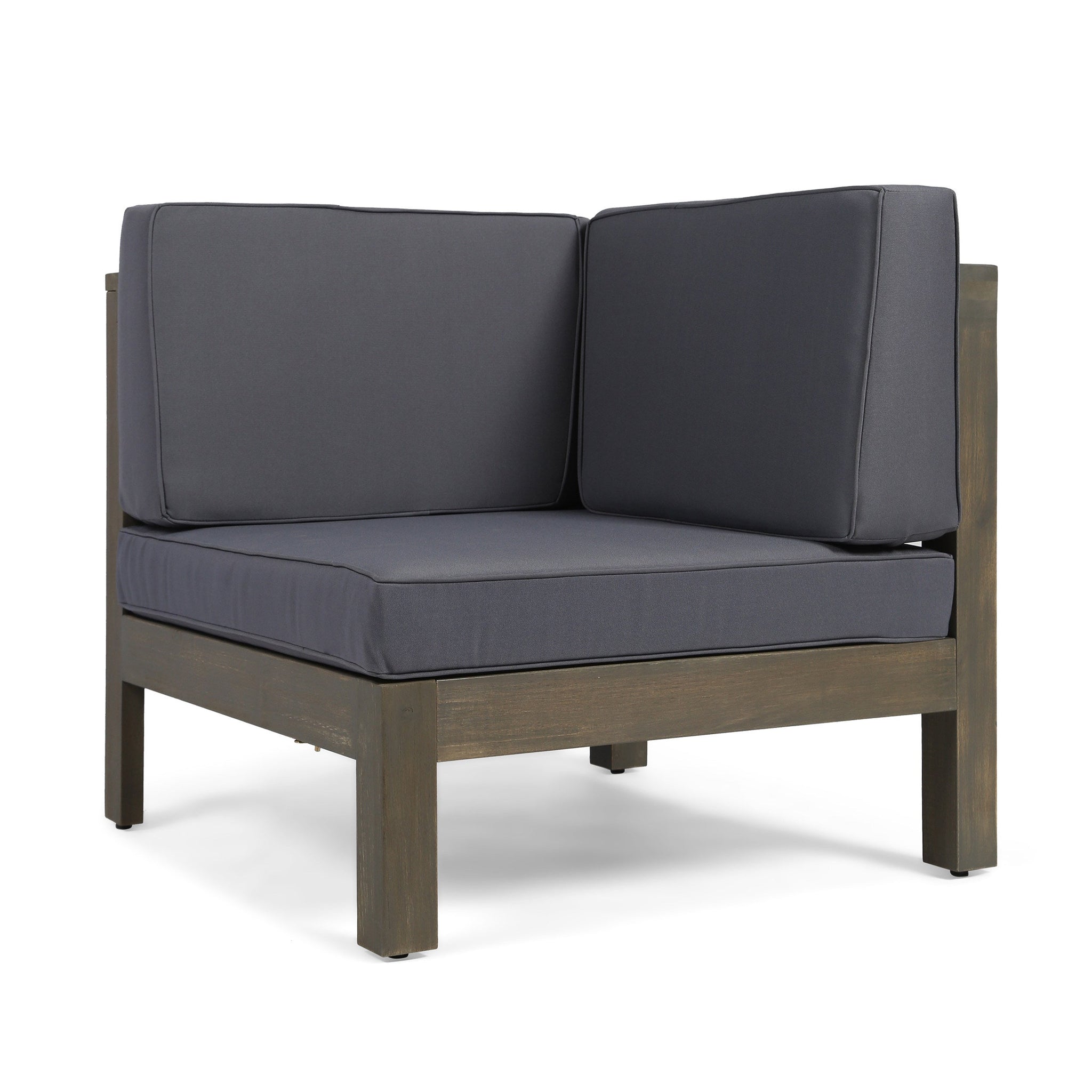 Oana Outdoor Wooden Sectional Set with Cushions, Dark Grey by HouseOfZazla