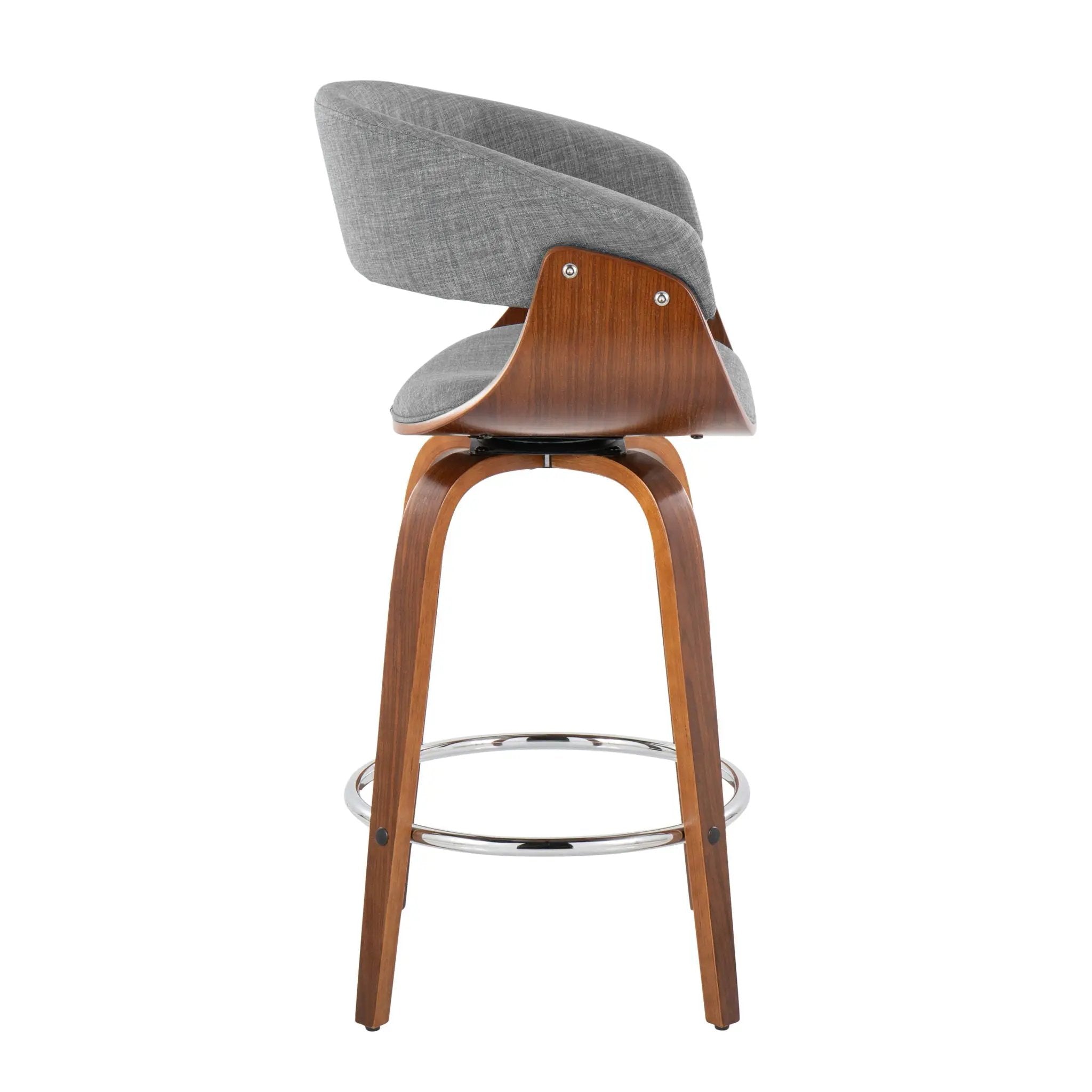 Vintage Mod - Mid Century Modern Fixed Height Counter Stool With Swivel With Round Footrest (Set of 2) by HouseOfZazla