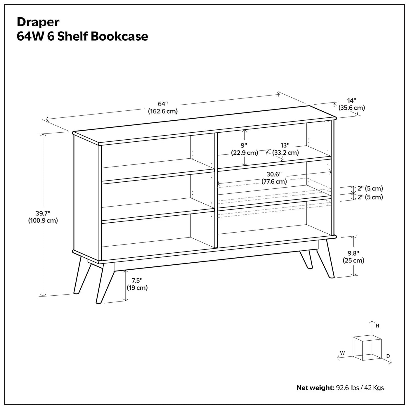 Draper - Handcrafted Low Bookcase by Unique Piece Furniture