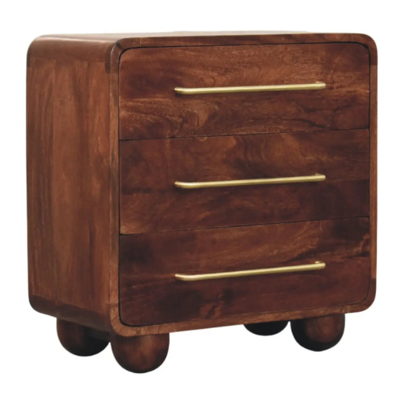 Solid Wood 3-Drawer Rounded Chest by HouseOfZazla