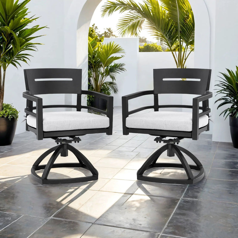 Outdoor Patio Swivel Rocker With Outdoor Grade Sunbrella Fabric Cushions (Set of 2) - Ember Black by Unique Piece Furniture