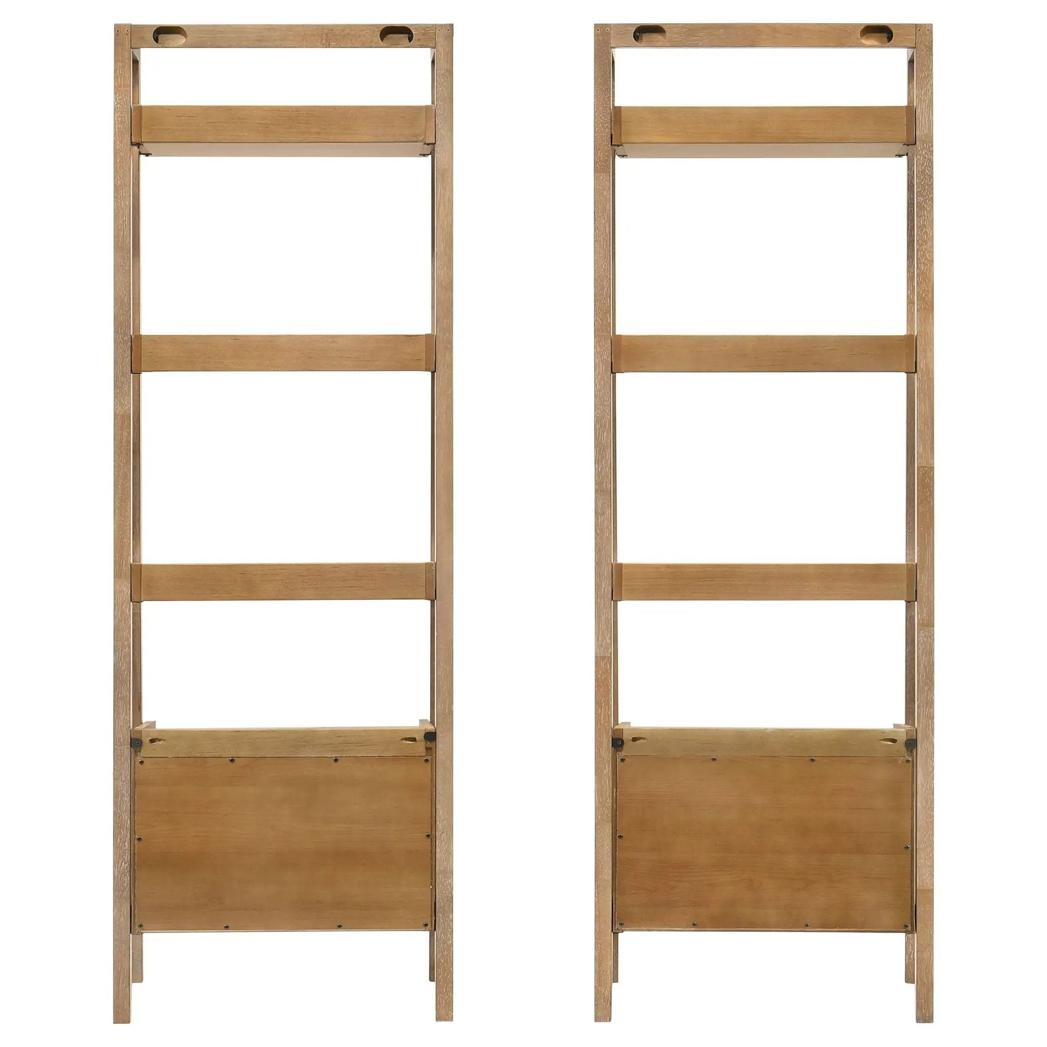Fabian 2-piece 4-shelf Bookshelf with Drawer Distressed Light Brown by Unique Piece Furniture