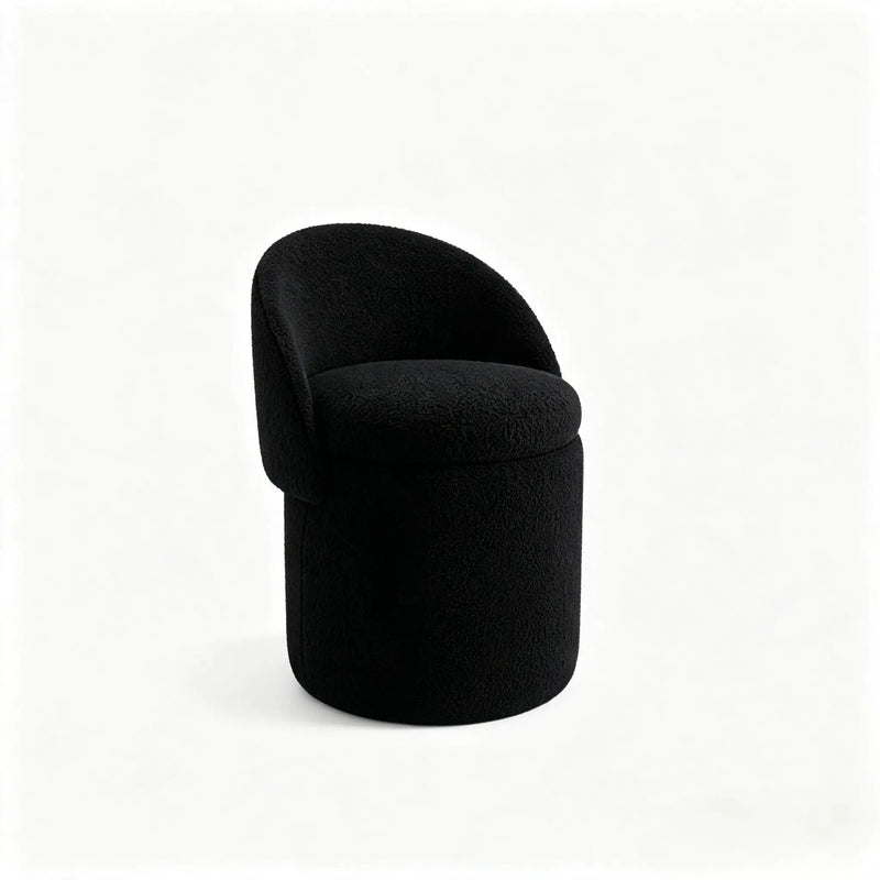 Upholstered Makeup Stool with Storage and Foldable Backrest by HouseOfZazla