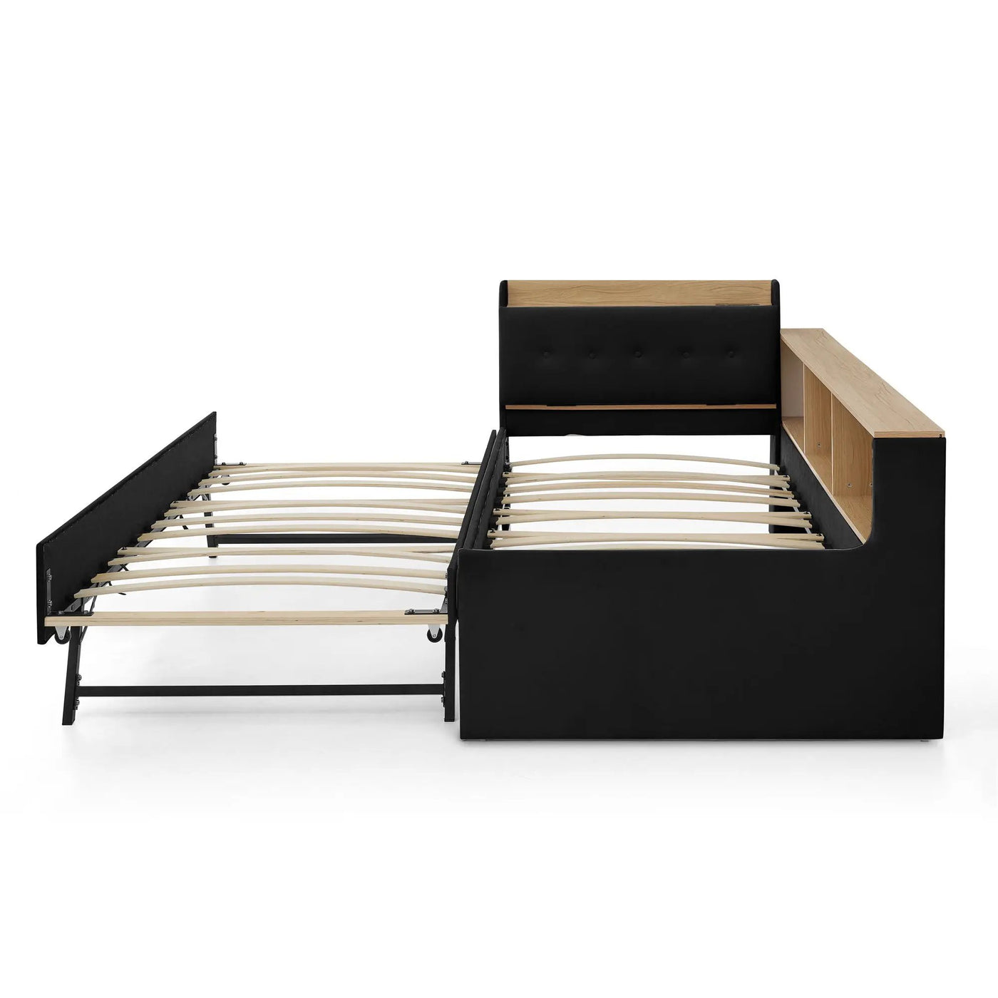 Upholstered Daybed With Storage Headboard, Wireless Charging, LED Lights by HouseOfZazla