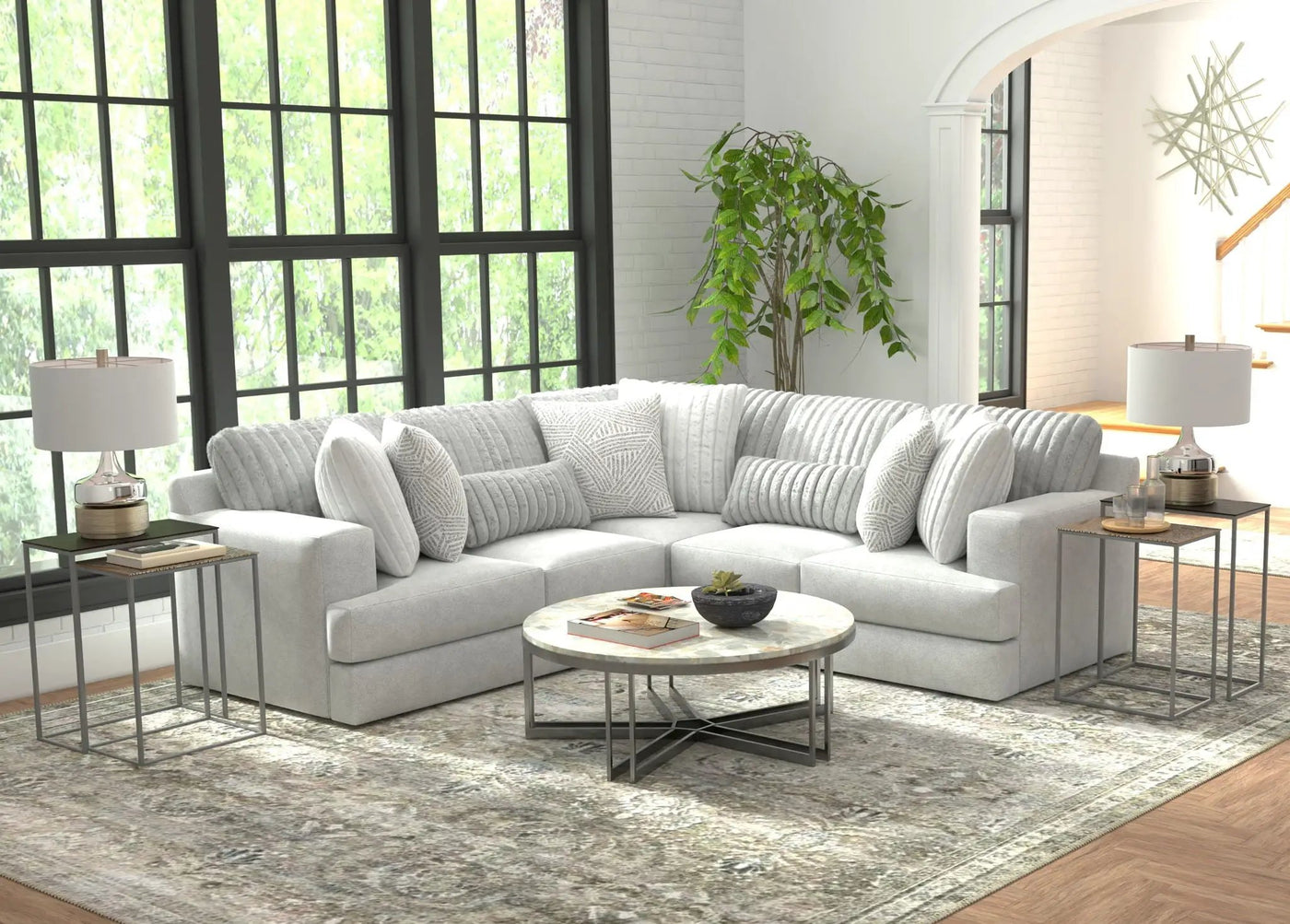 Logan - Upholstered Sectional With Comfort Coil Seating And Accent Pillows Included by Unique Piece Furniture