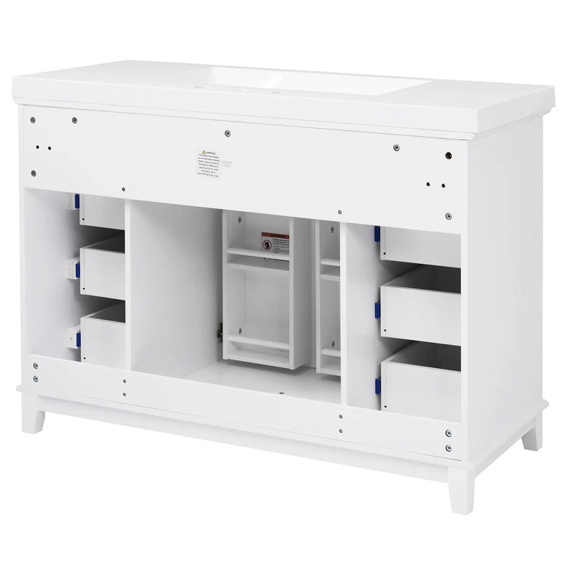 Bathroom Vanity With Sink, 6 Soft Close Drawers & Double Doors - White