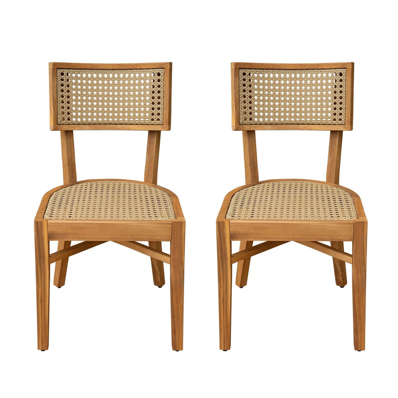 Netro Acacia Wood Dining Chair with Light Brown Wicker by HouseOfZazla