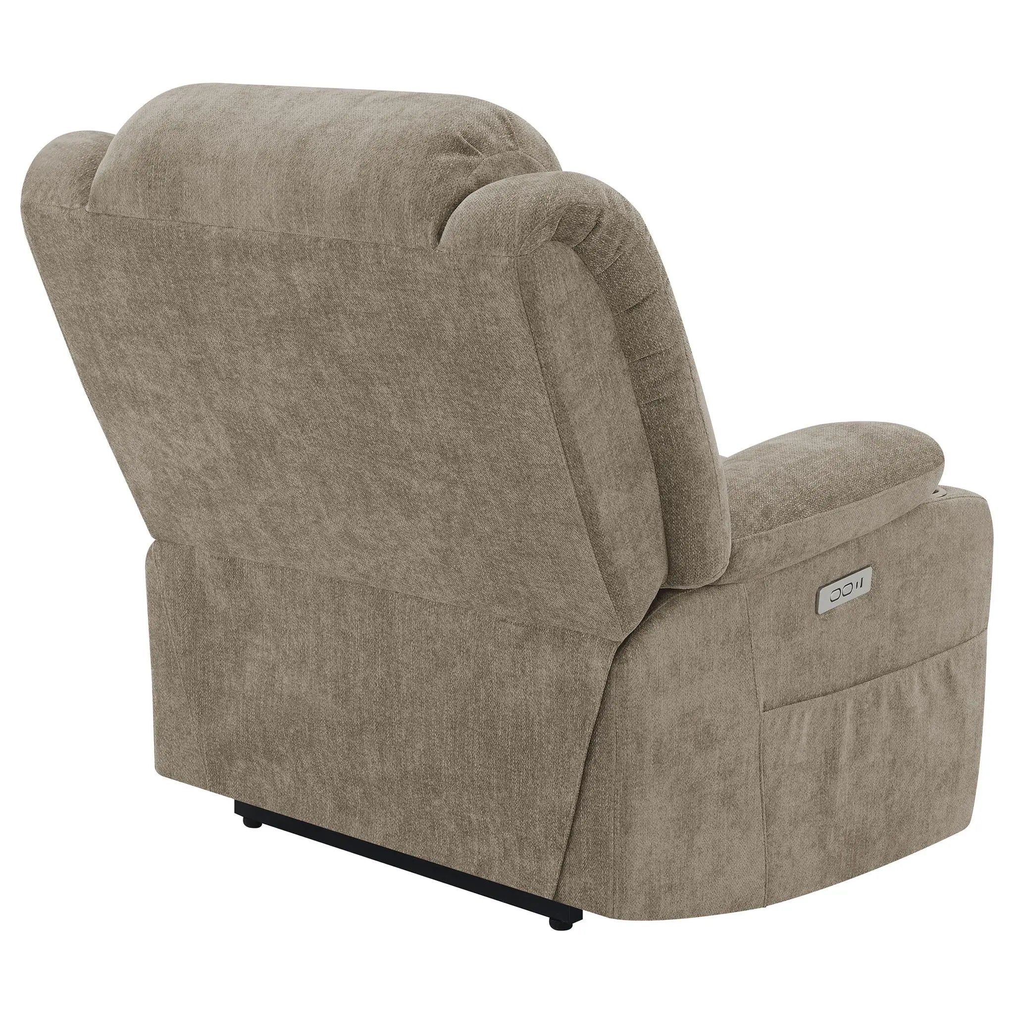 Beca - Upholstered Power Lift Recliner With Cupholders And USB Charging by HouseOfZazla