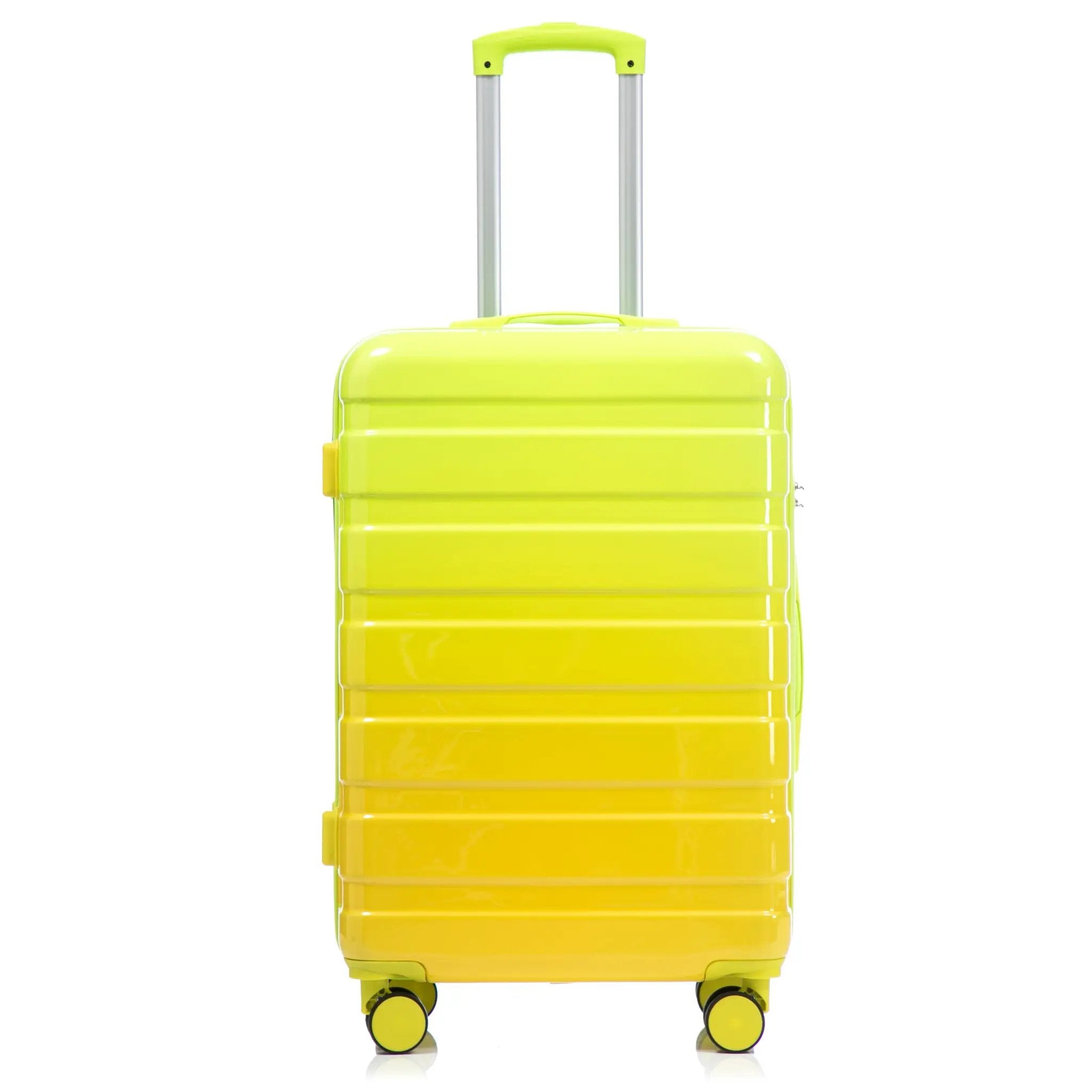 20'/24'/28' 3-Piece PC Spinner Wheel Luggage Set (Yellow+Green) by HouseOfZazla