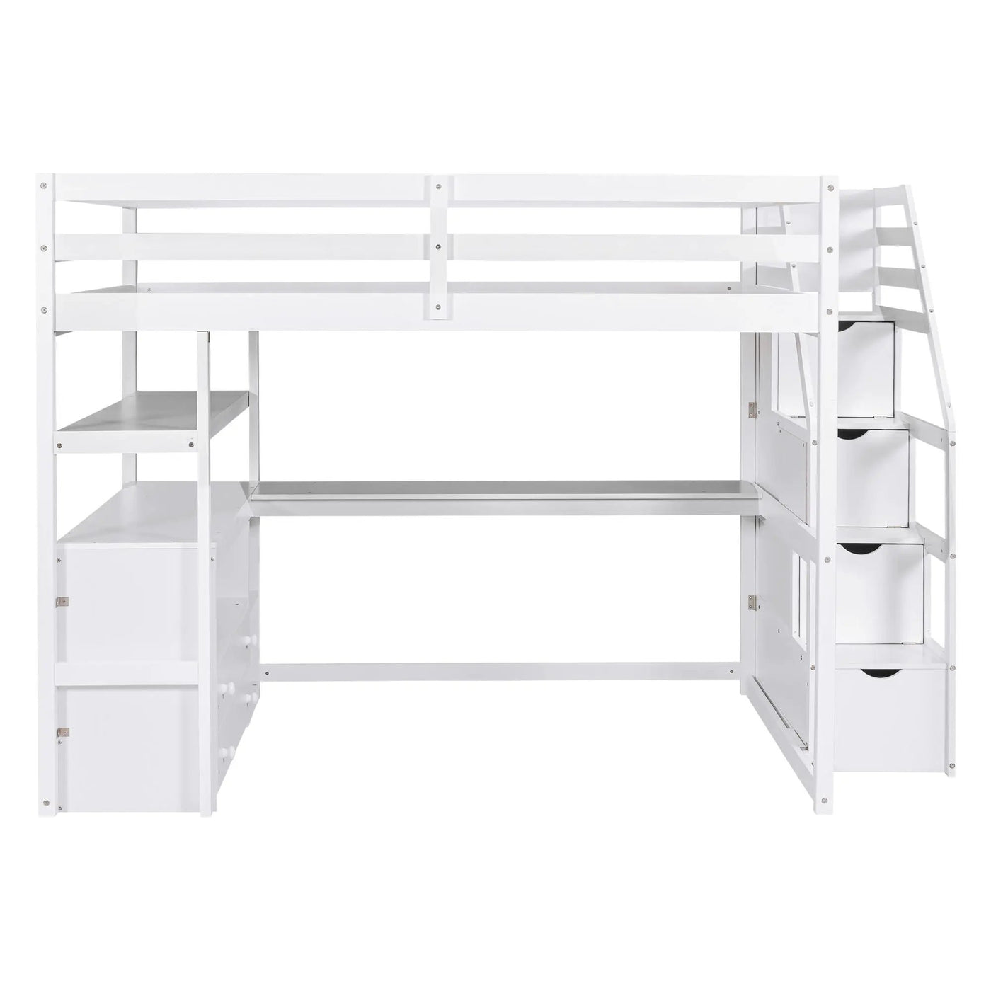 Loft Bed With Desk, Shelves, 2 Drawers, Storage Staircase by HouseOfZazla