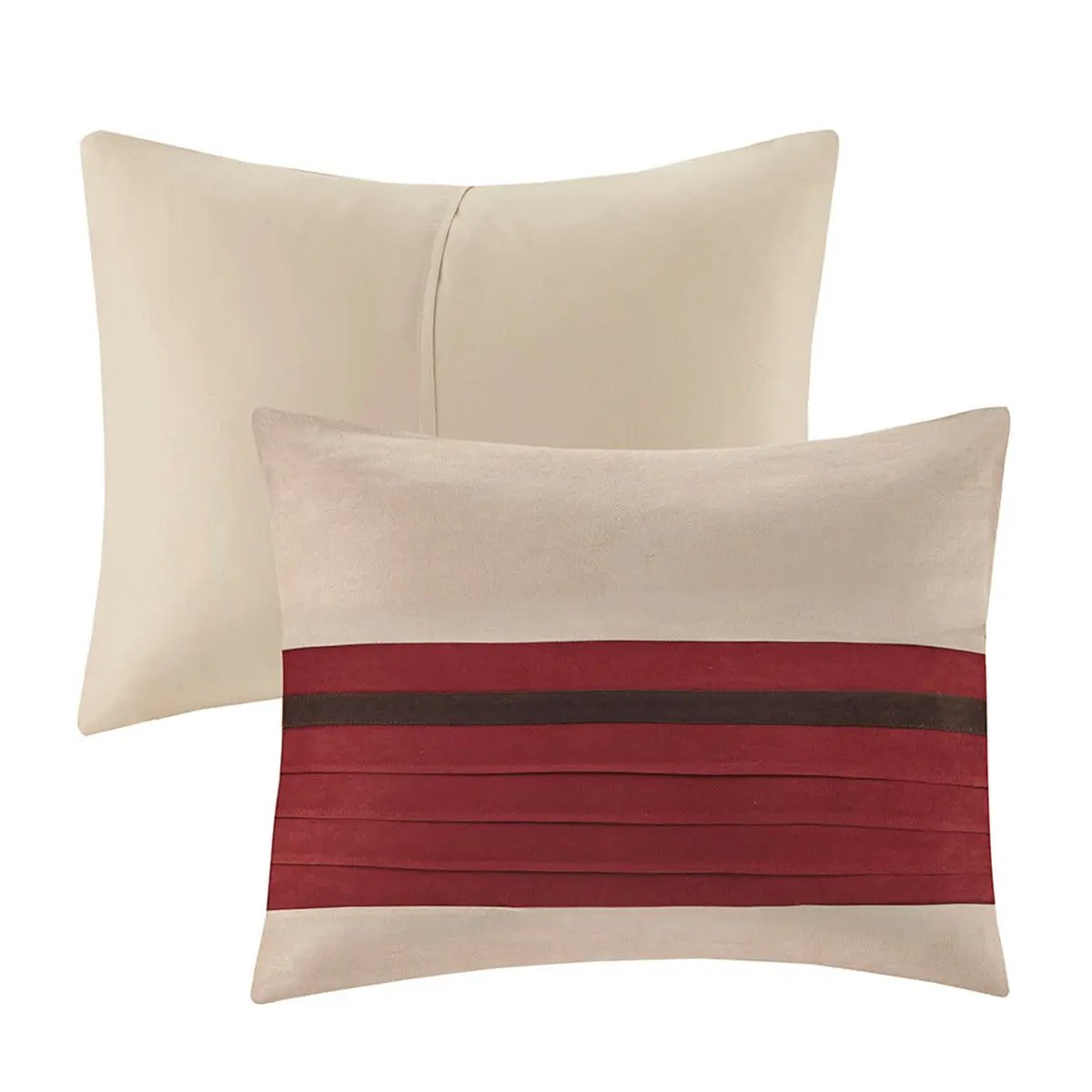 7 PC Pieced Faux Suede Comforter Set Red Cal King by HouseOfZazla