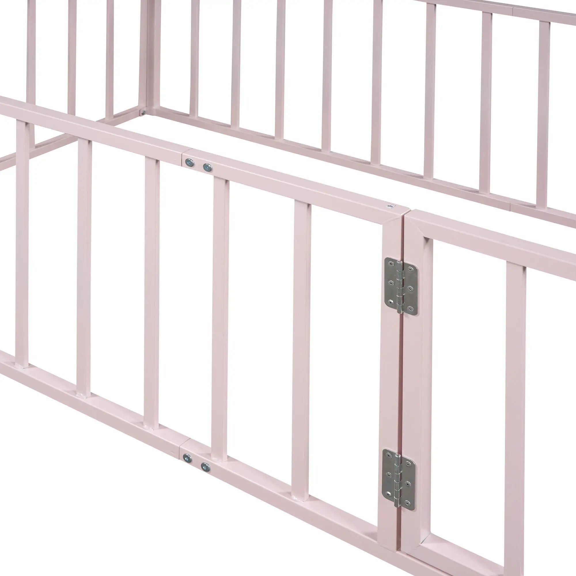 Metal Floor Bed Frame With Fence And Door by HouseOfZazla