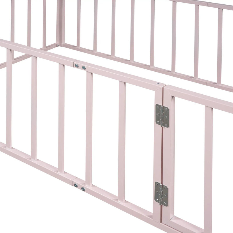 Metal Floor Bed Frame With Fence And Door by HouseOfZazla