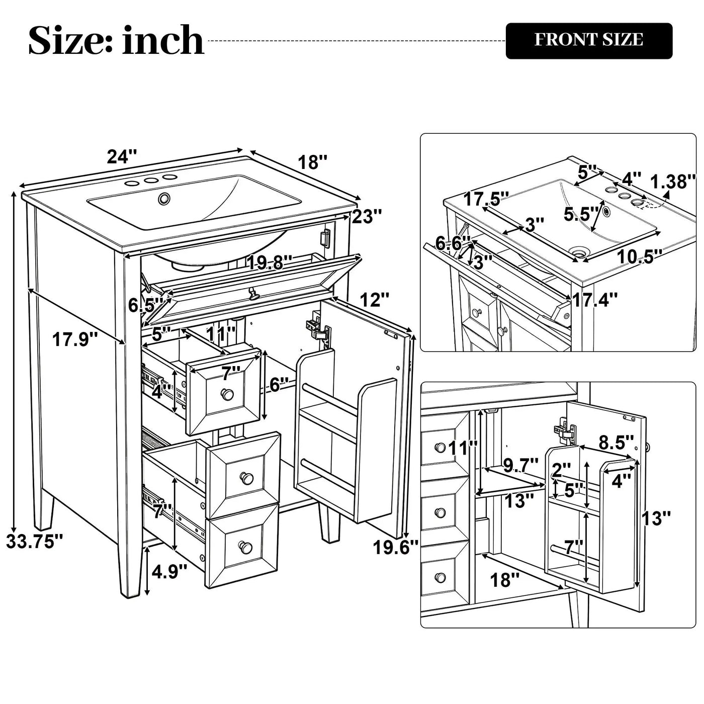 Bathroom Vanity With Sink, Soft Closing Cabinet by HouseOfZazla