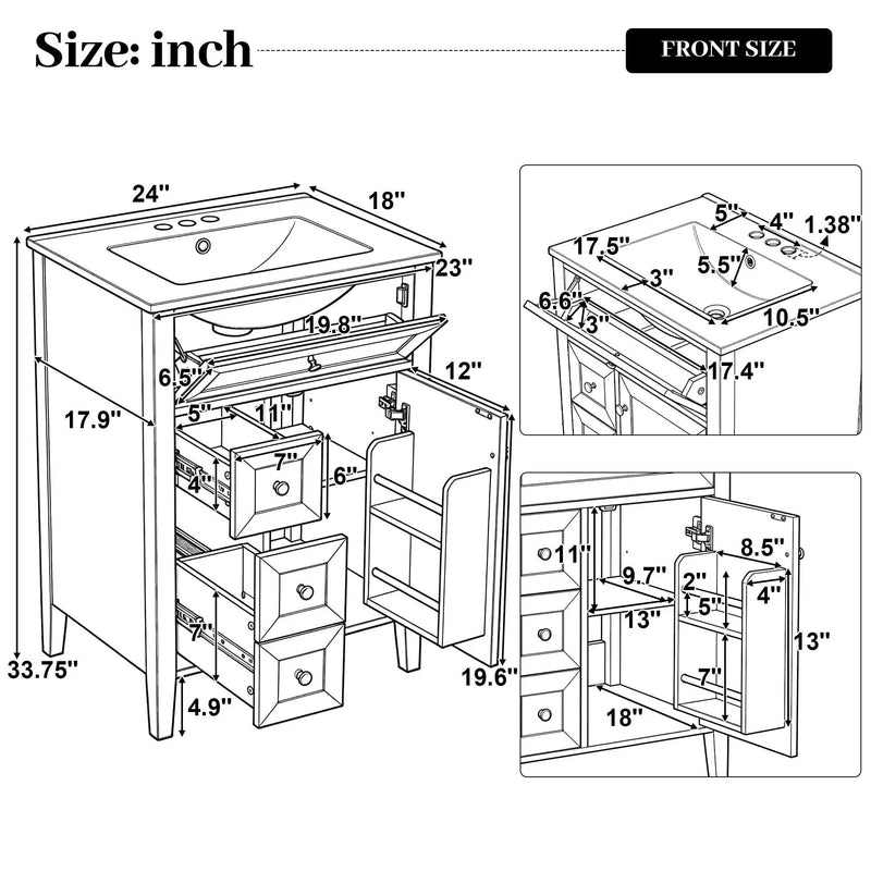 Bathroom Vanity With Sink, Soft Closing Cabinet by HouseOfZazla