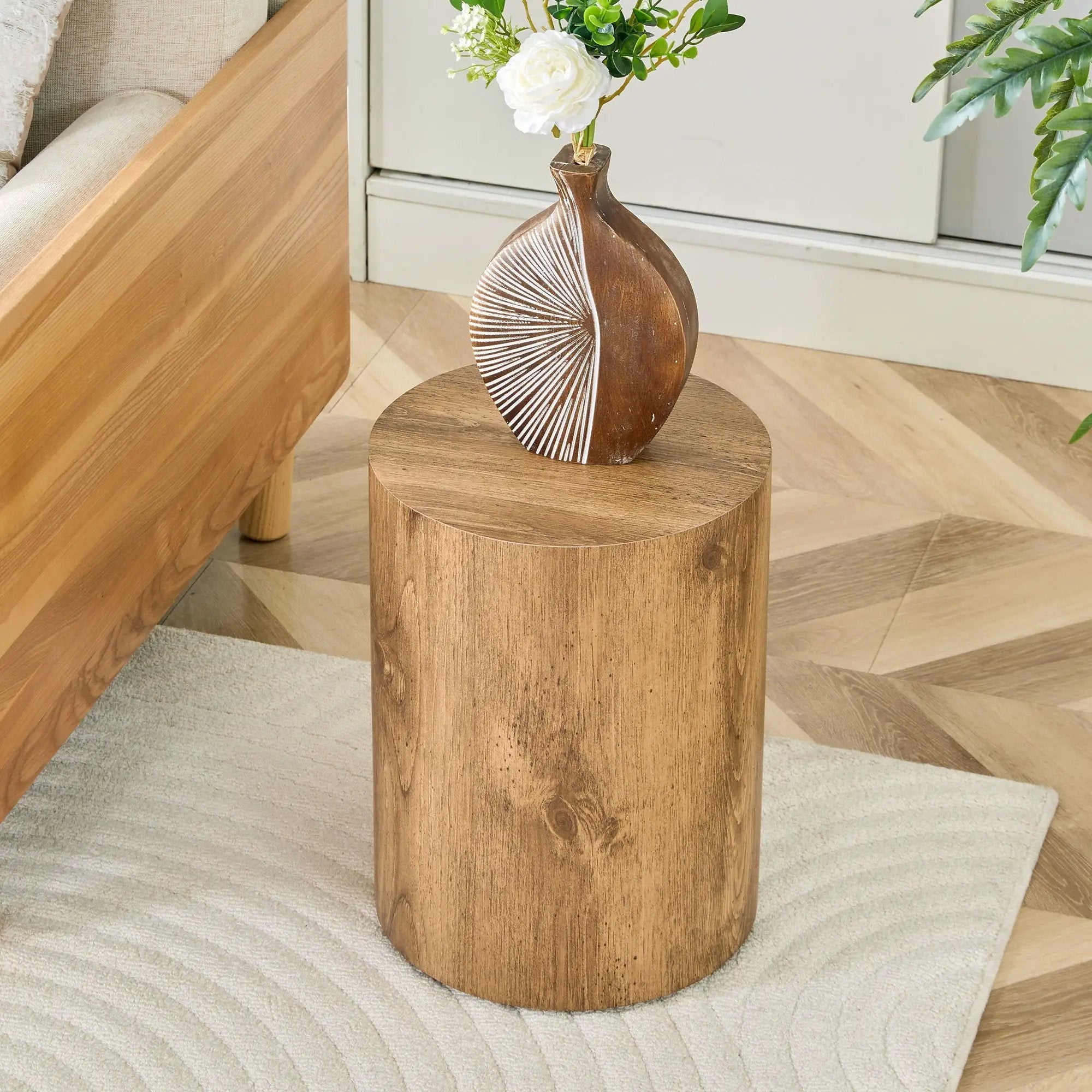 Cylindrical End Coffee Table, Living Room Furniture - Wood by Unique Piece Furniture