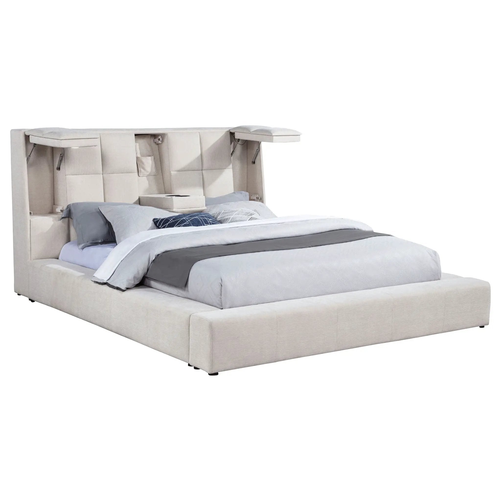 Dreux Upholstered Queen Panel Platform Bed Cream by Unique Piece Furniture