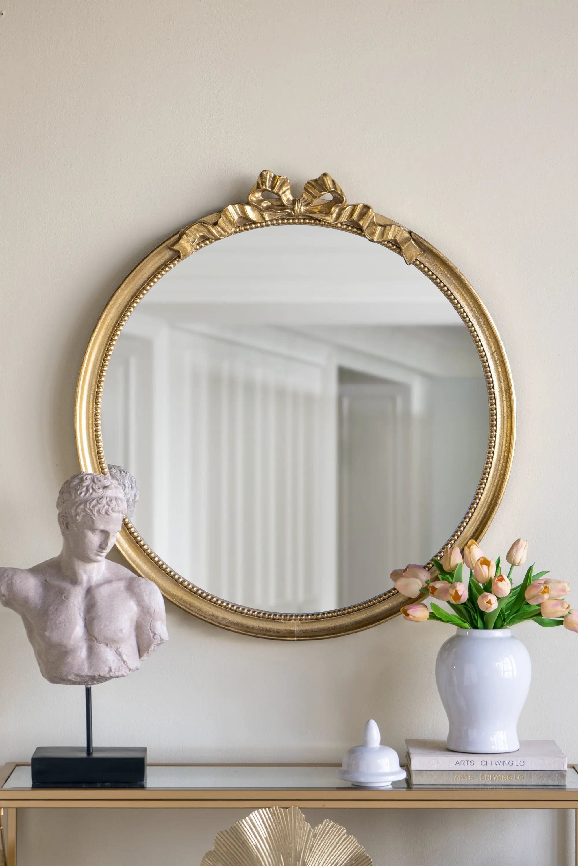 30' x 32.1' Round Decorative Wood Frame Wall Mirror by HouseOfZazla