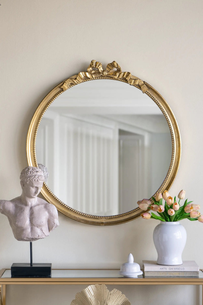 30' x 32.1' Round Decorative Wood Frame Wall Mirror by HouseOfZazla