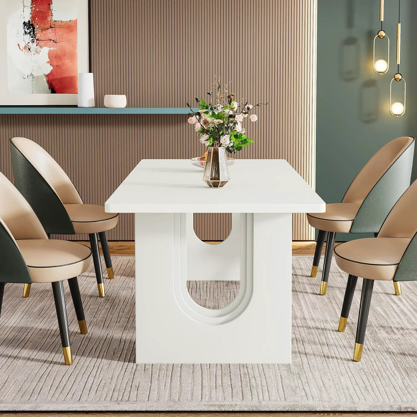 Rectangular Dining Table For 6 - 8 People With Pedestal Base by HouseOfZazla