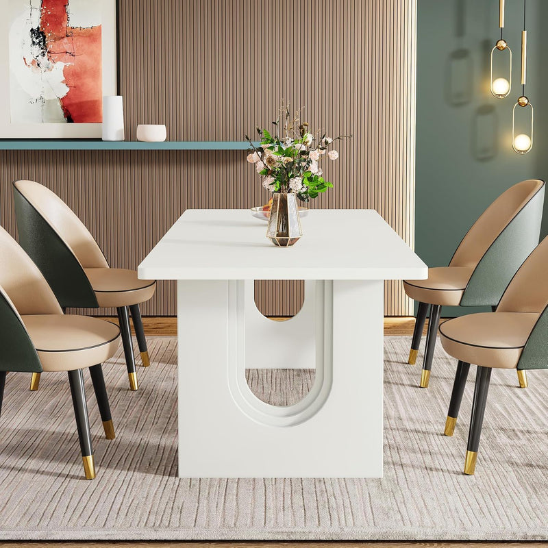 Rectangular Dining Table For 6 - 8 People With Pedestal Base by HouseOfZazla
