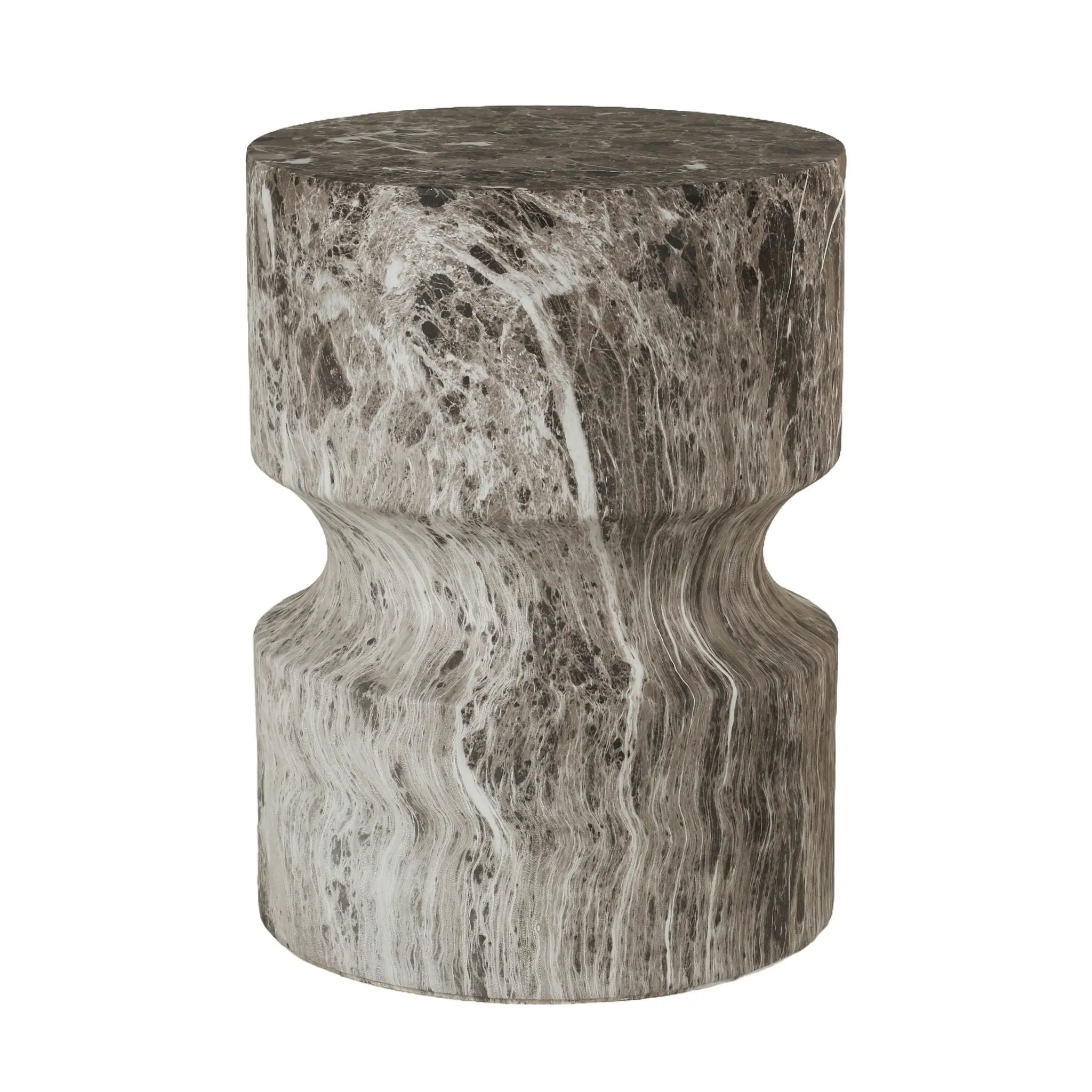 Outdoor Geometric Round End Table - Marble by HouseOfZazla