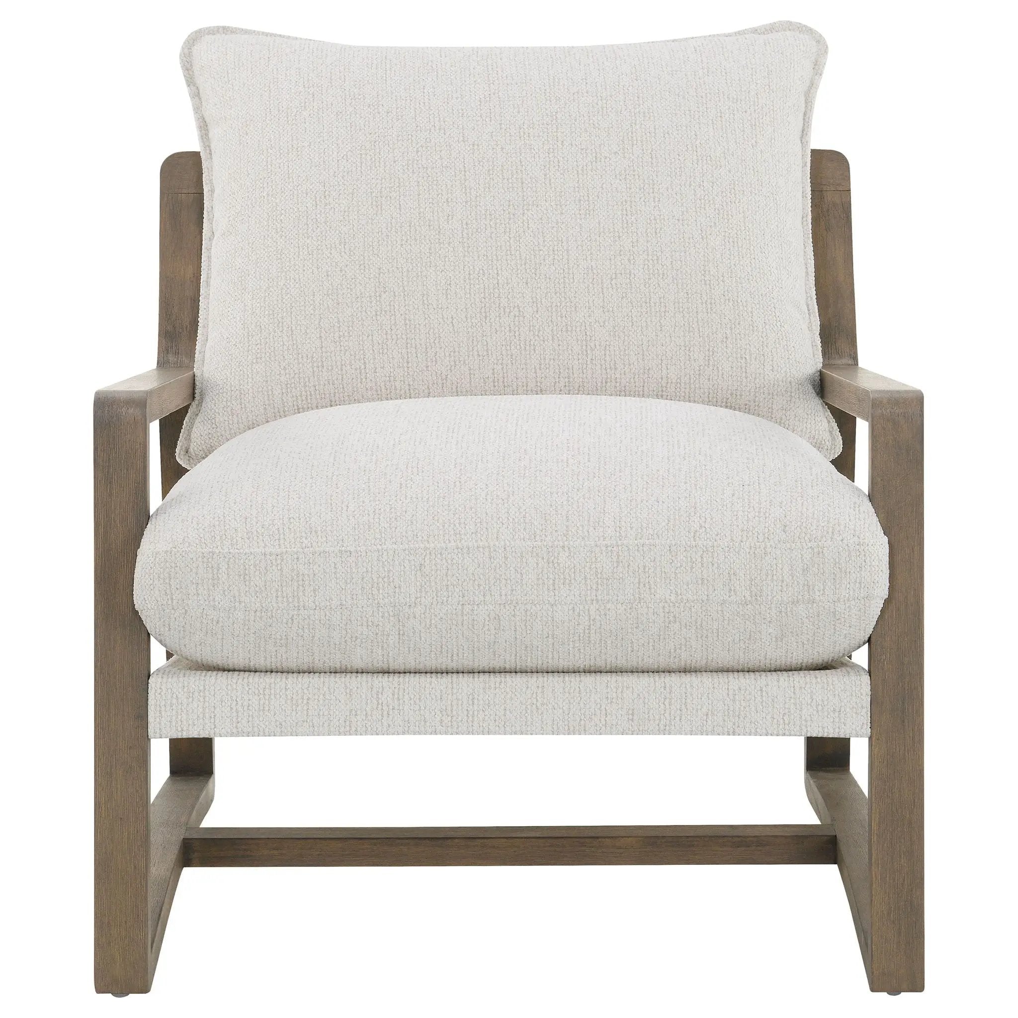 Geneva Boucle Upholstered Wood Arm Accent Chair Sand by Unique Piece Furniture