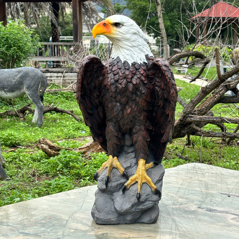 13" H x 24.4" L Large Standing Bald Eagle Garden Statue by HouseOfZazla