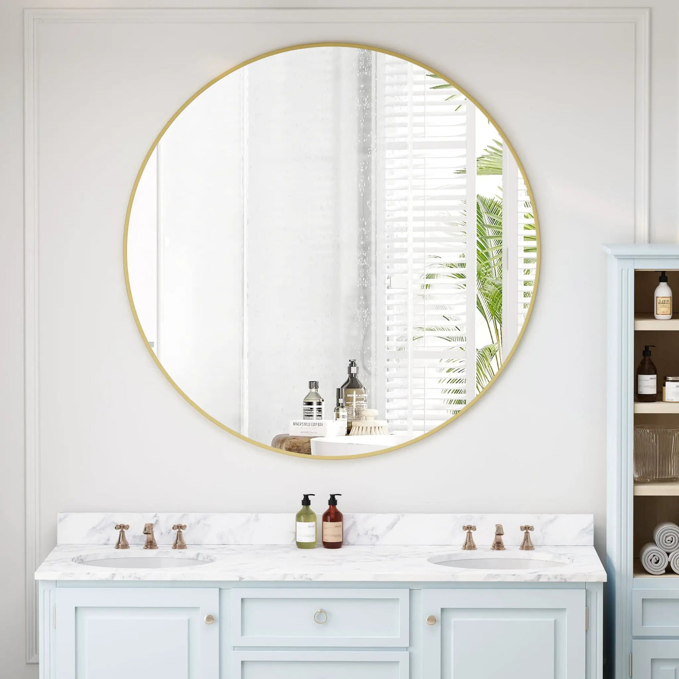 Wall Circular Mirror Metal Framed Mirror Round Vanity Mirror Dressing Mirror, For Bathroom, Living Room, Bedroom Wall Decor by HouseOfZazla