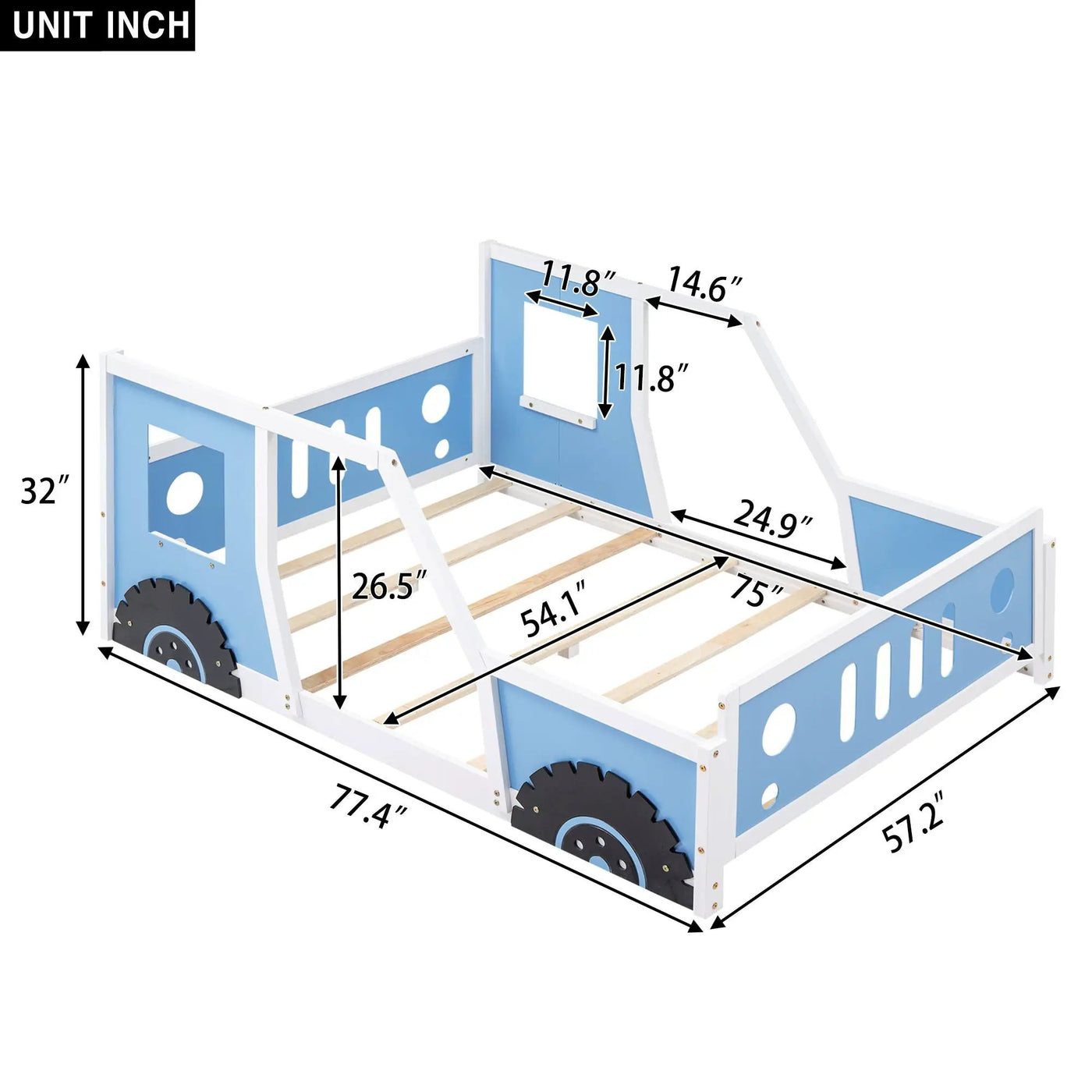 Classic Car Shaped Platform Bed With Wheels by HouseOfZazla