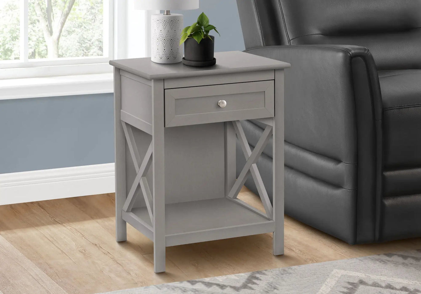 Accent End Table, 2 Tier, Storage Drawer, Transitional Style by HouseOfZazla