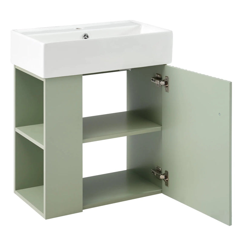 21.6 Inch Modern Floating Bathroom Vanity with Ceramic Basin by HouseOfZazla
